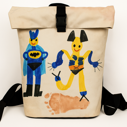 Rucksack personalisiert mit Foto oder Kinderzeichnung | Custom Backpack handmade in Deutschland | Geschenk Unikat