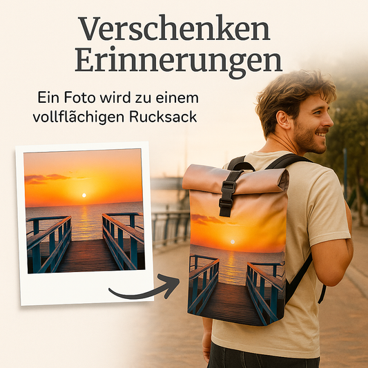 Rucksack personalisiert mit Foto oder Kinderzeichnung | Custom Backpack handmade in Deutschland | Geschenk Unikat